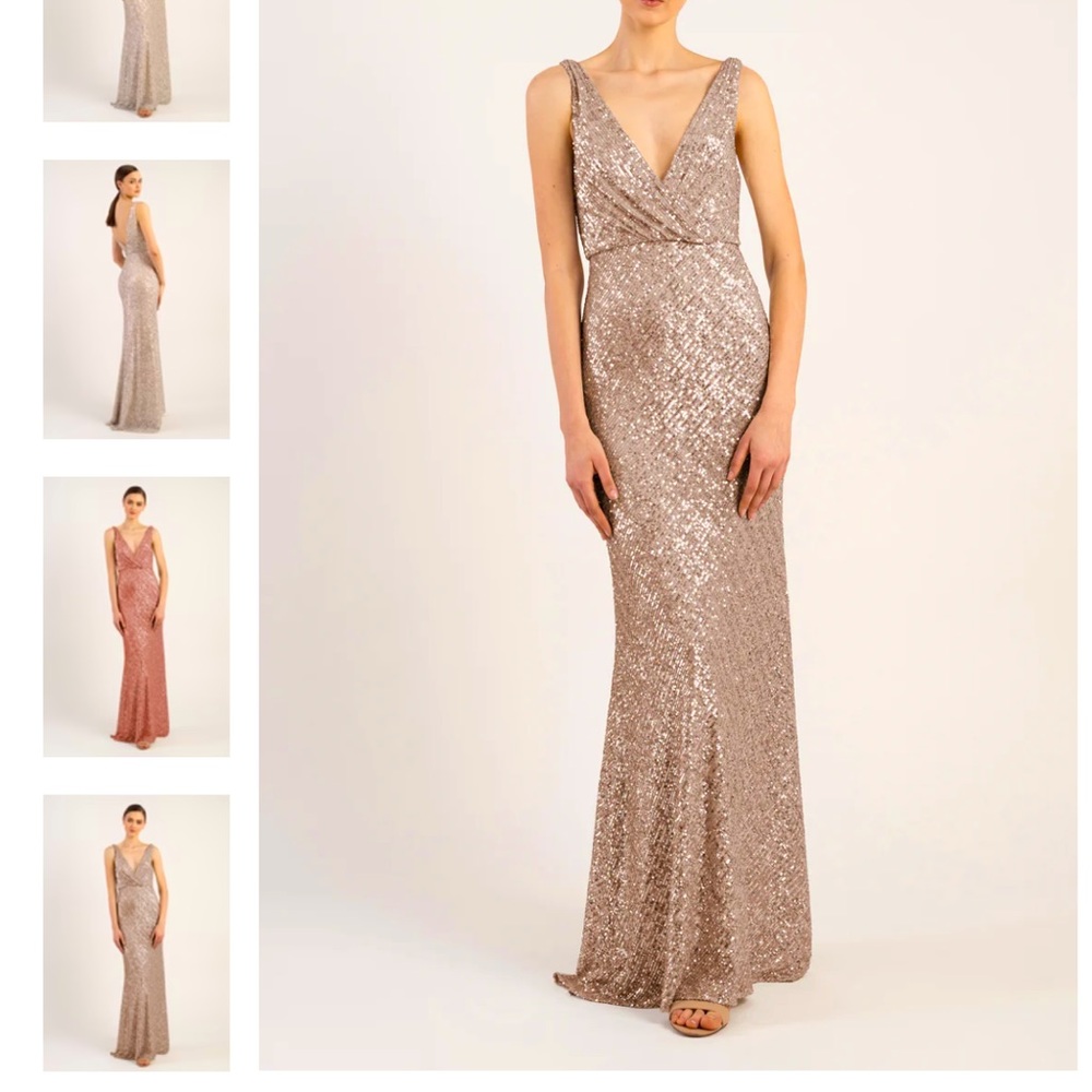 Jenny Yoo Bridesmaids dress (Billie), Gold Sequined, Size 2